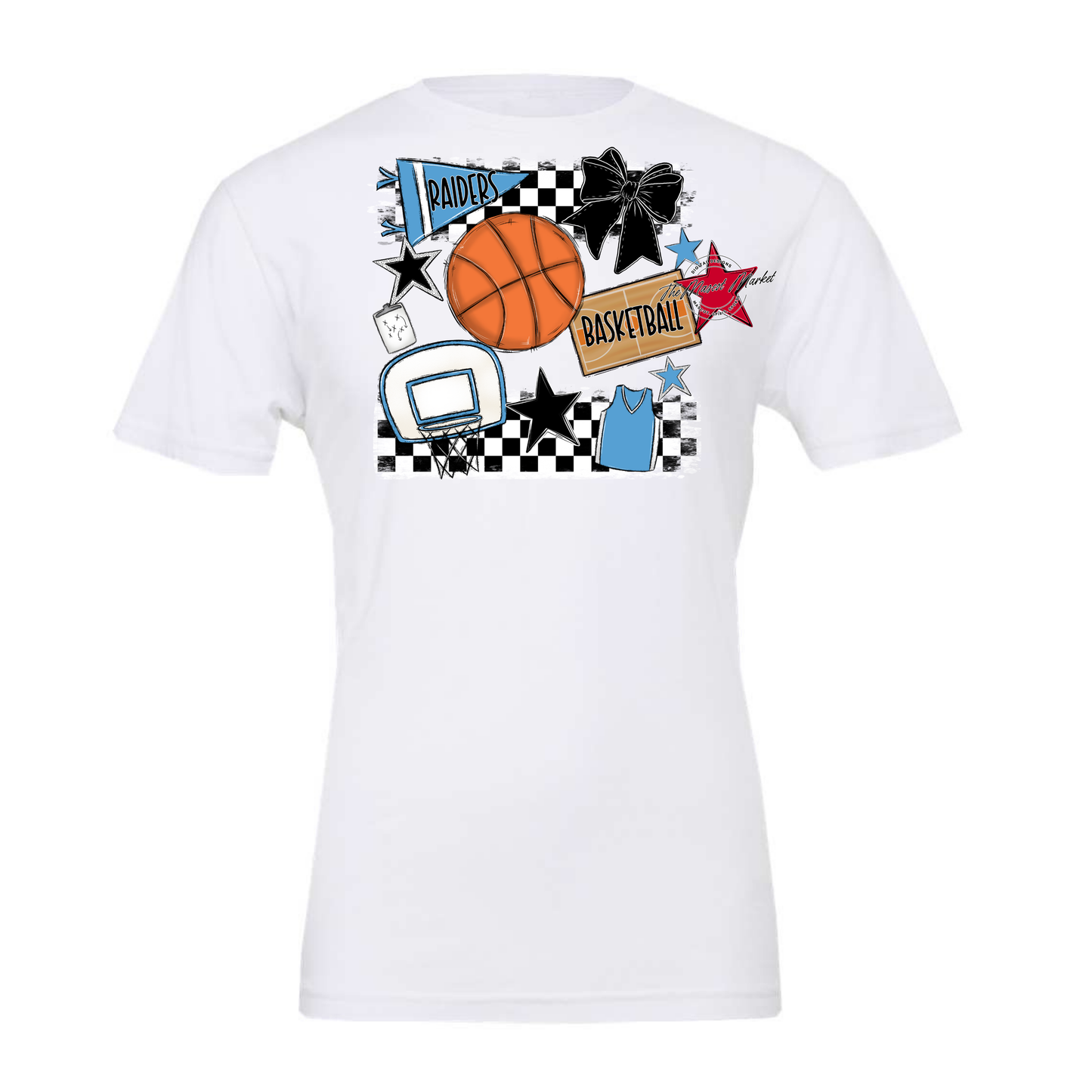 Raiders Basketball Checkers Design-Carolina Blue