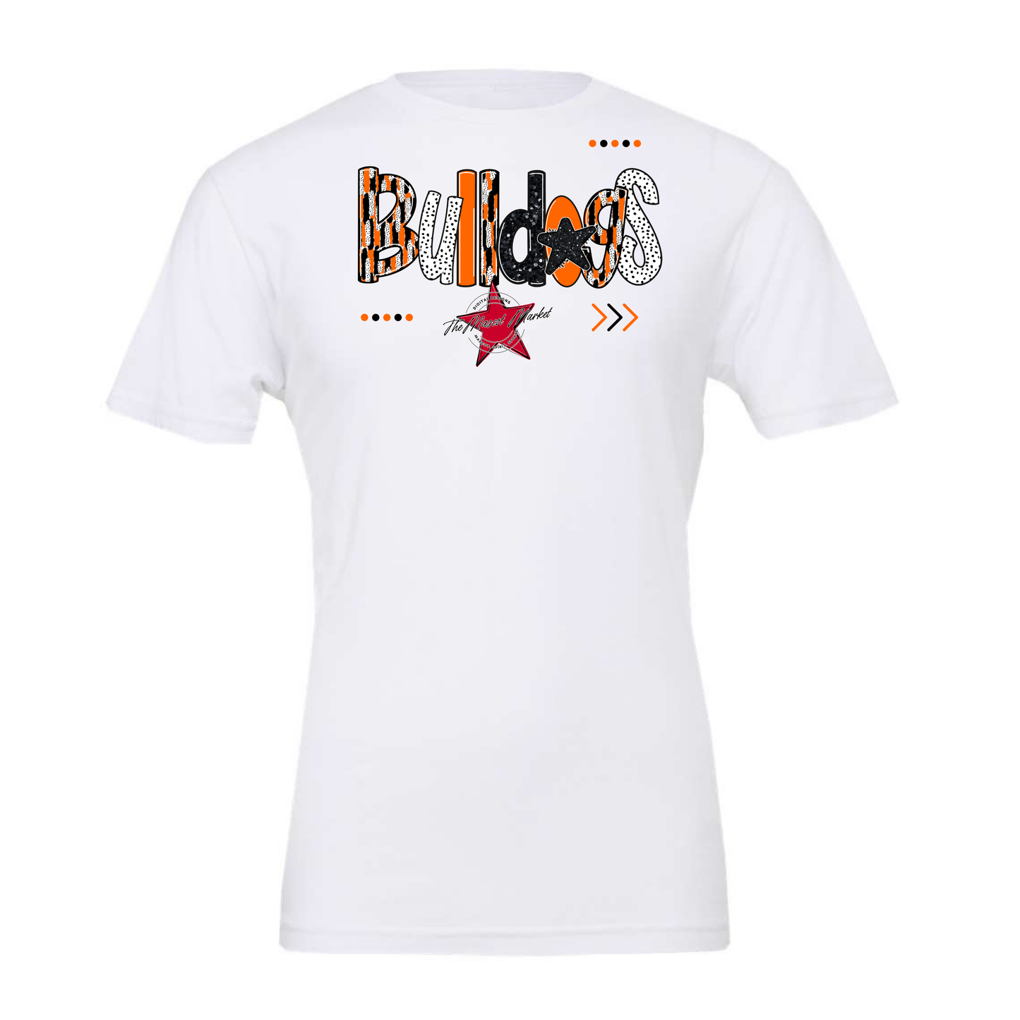 Bulldogs Brushstroke Alpha w Arrows-Orange