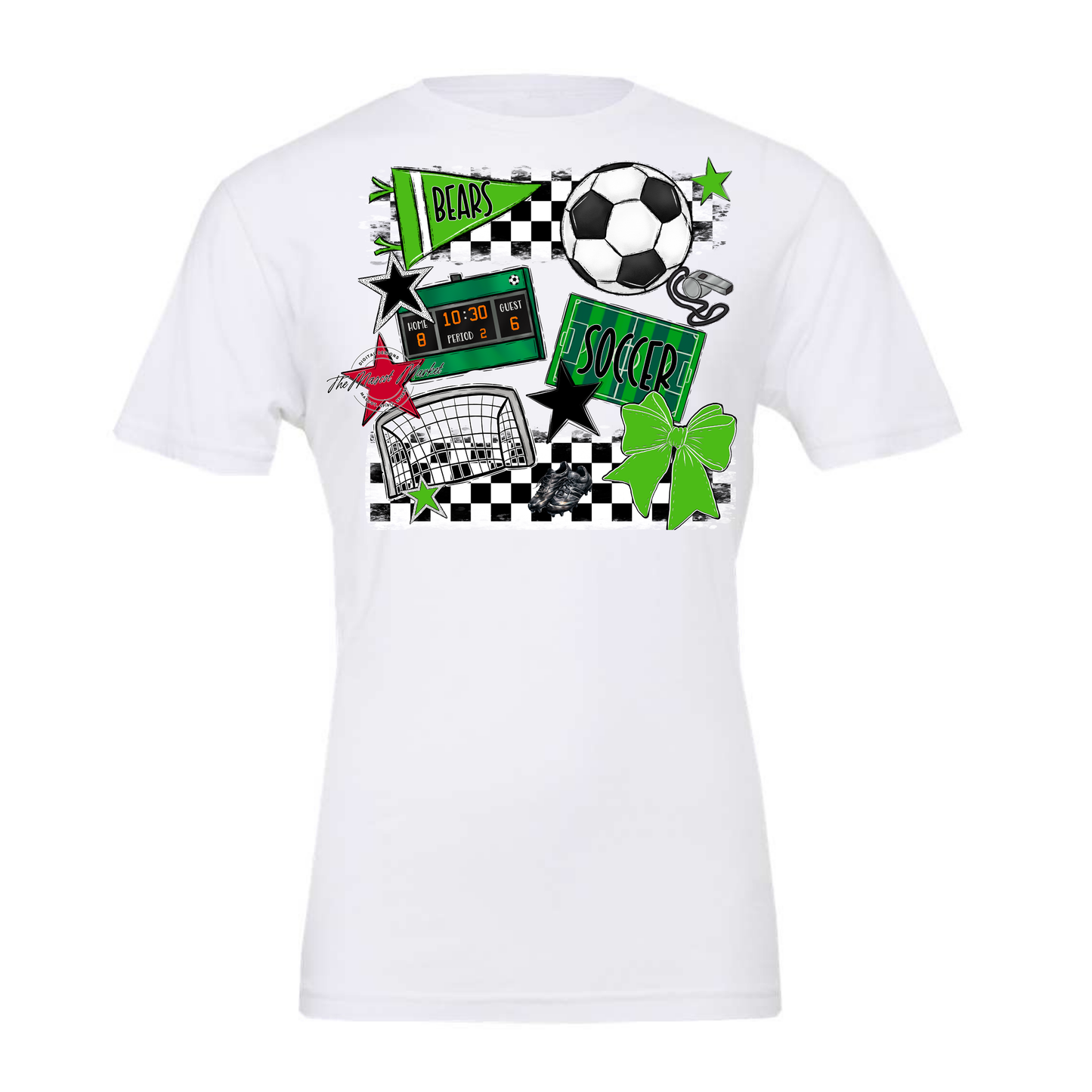 Bears Soccer Checkers Design-Bright Green