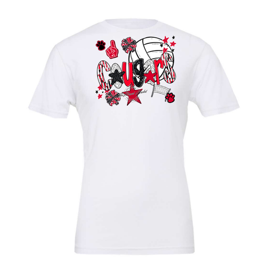 Cougars Volleyball Scrape-Red