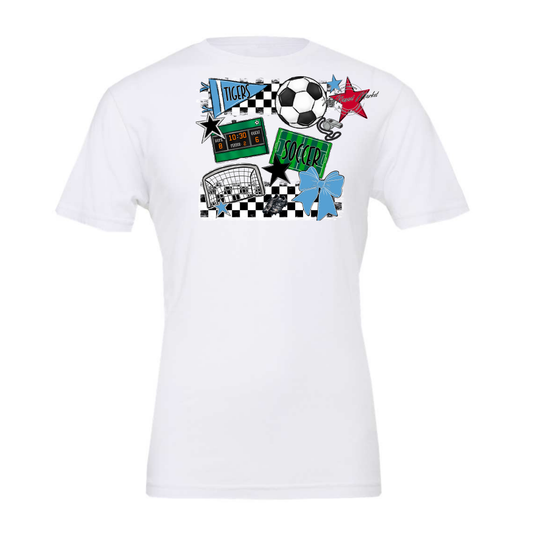 Tigers Checkers Soccer Spirit Design-Carolina Blue