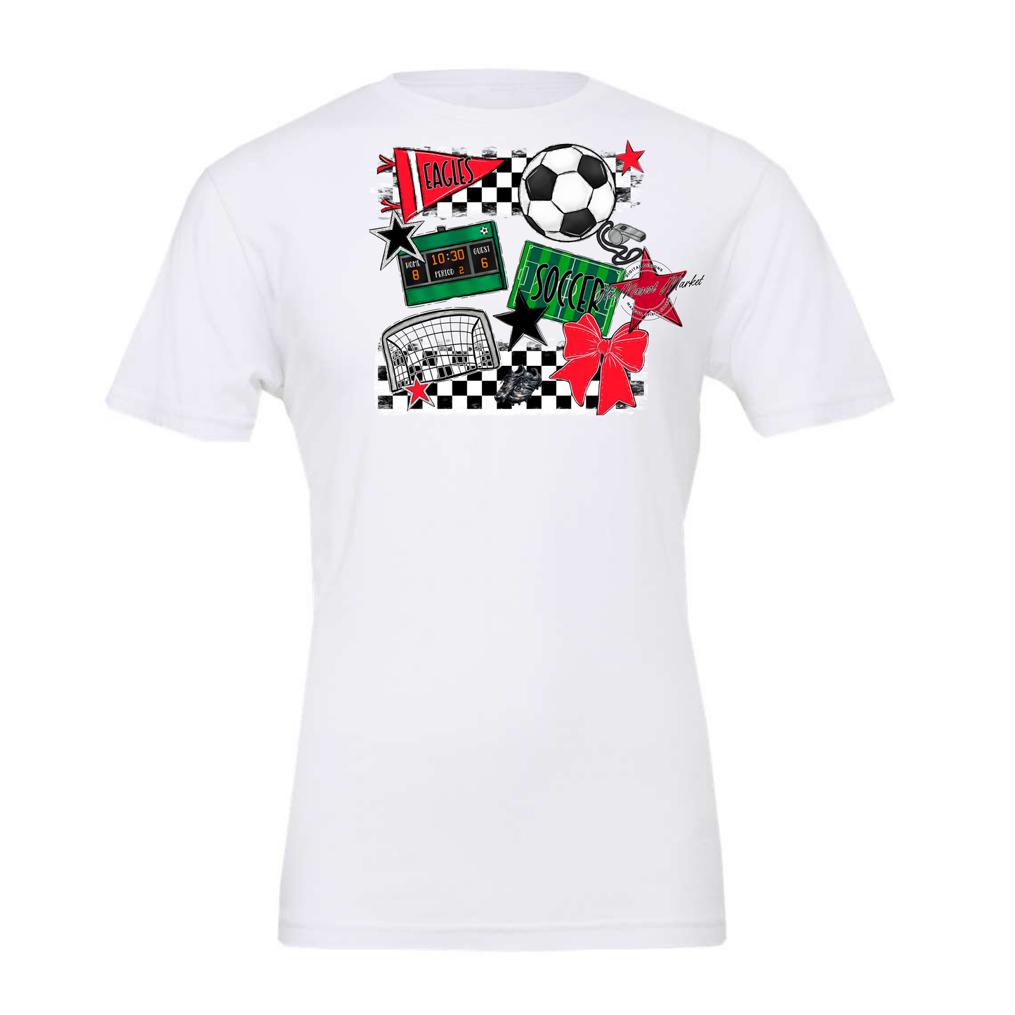 Eagles Soccer Checkers Design-Bright Red
