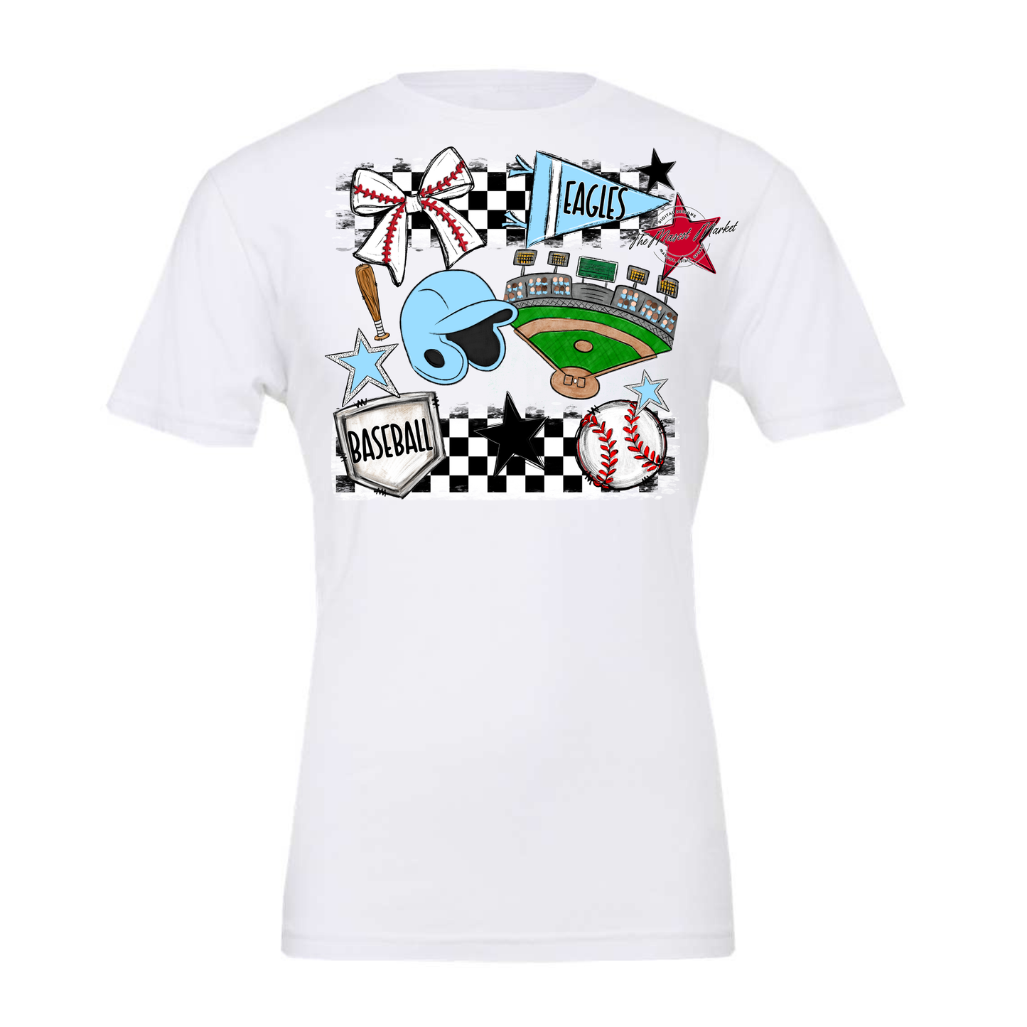 Eagles Baseball Checkers Design-Columbia Blue
