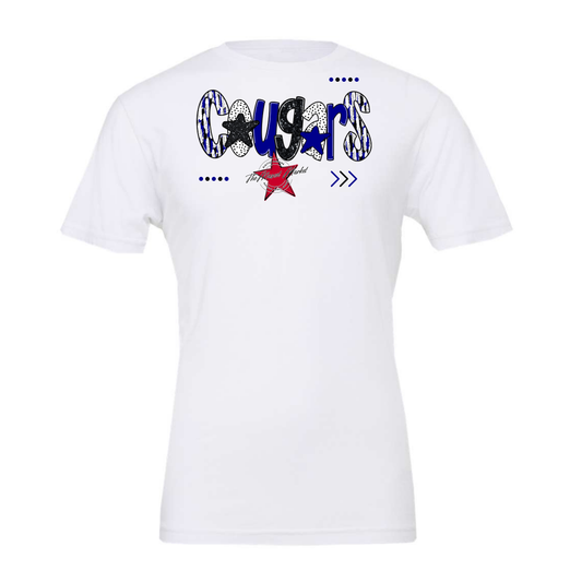 Cougars Brushstroke Alpha w Arrows-Blue