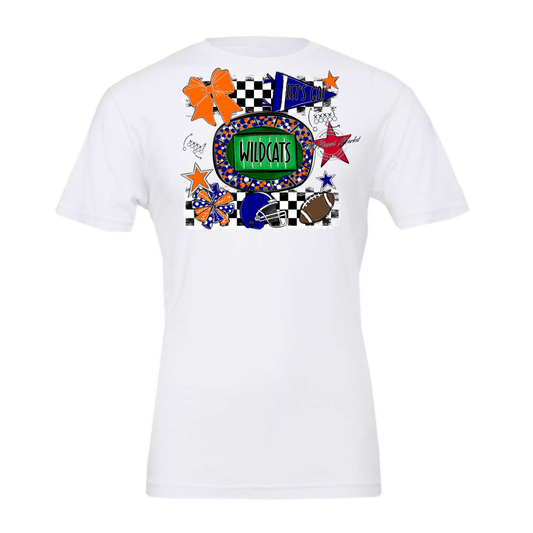 Wildcats Checkers Spirit Design-Blue-Orange
