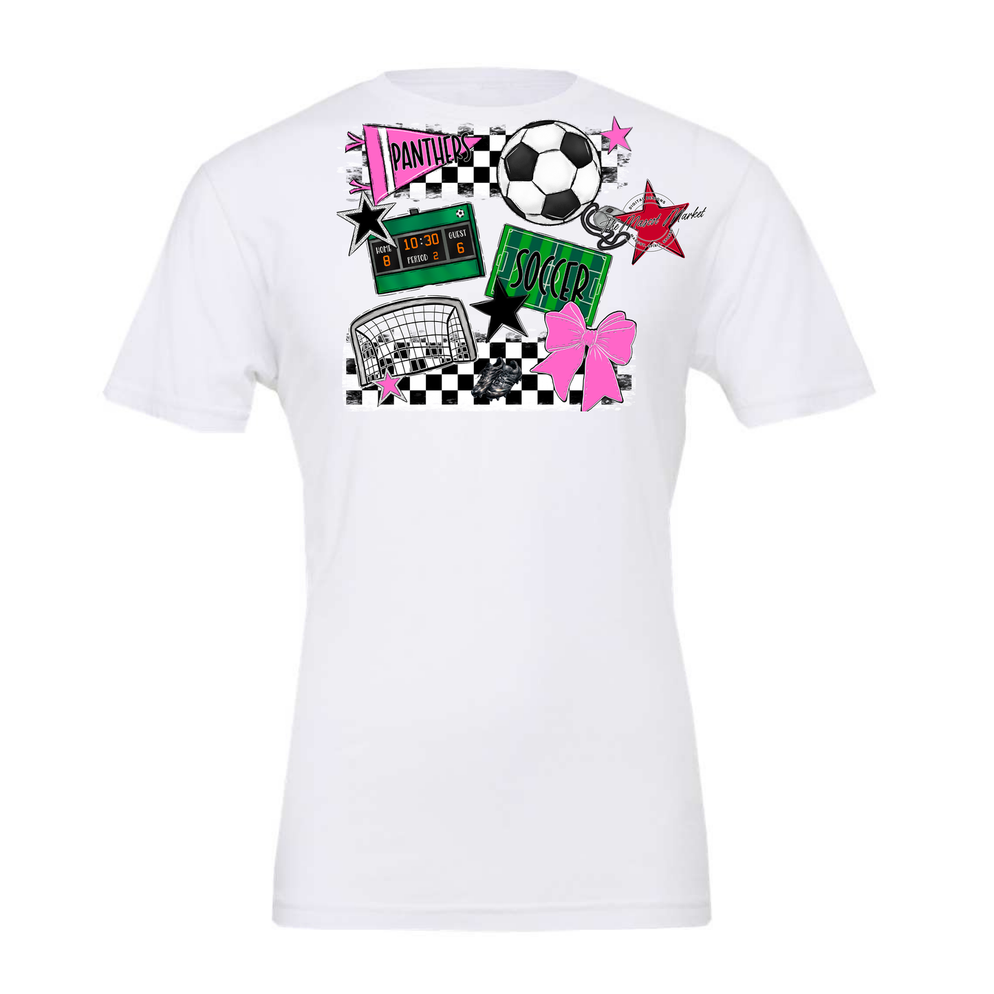 Panthers Checkers Soccer Spirit Design-Baby Pink