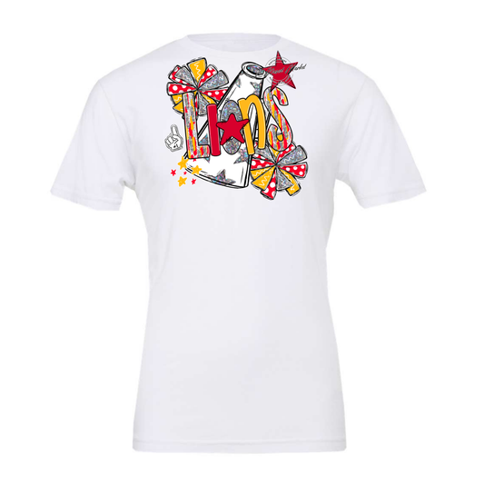 Lions Cheer Megaphone Scrape-Red-Yellow