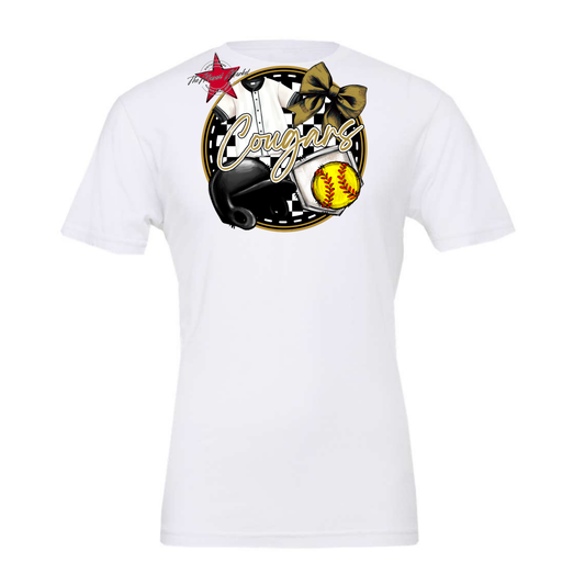 Cougars Circle Softball Design-Gold