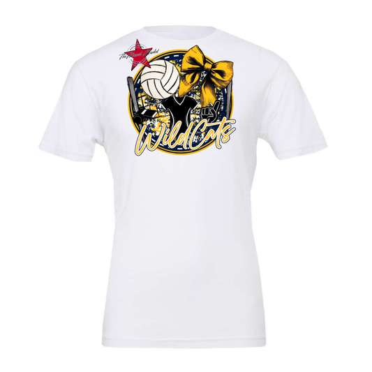 Wildcats Circle Volleyball Design-Navy-Yellow
