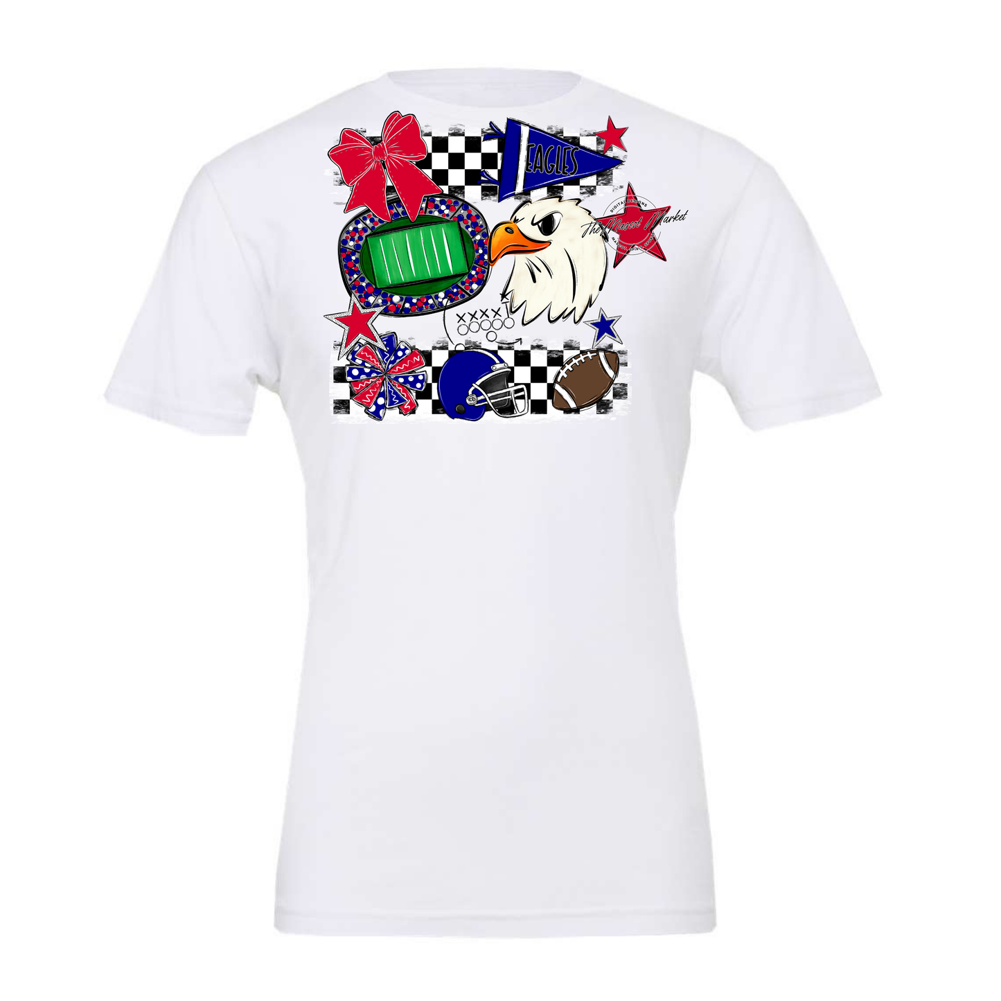 Eagles Checkers Mascot Spirit Design-Blue-Red