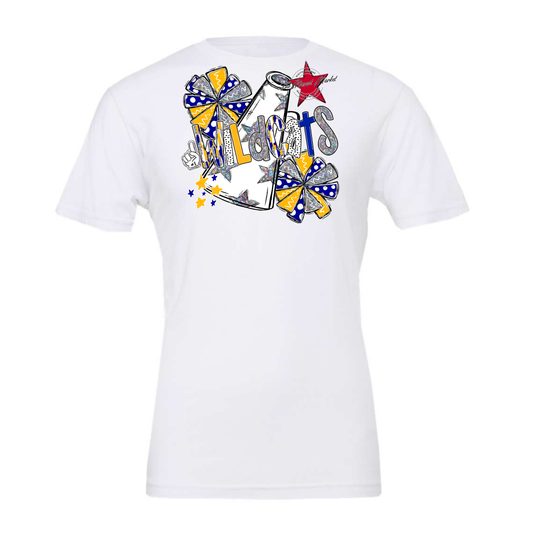 Wildcats Cheer Megaphone Scrape-Blue-Yellow