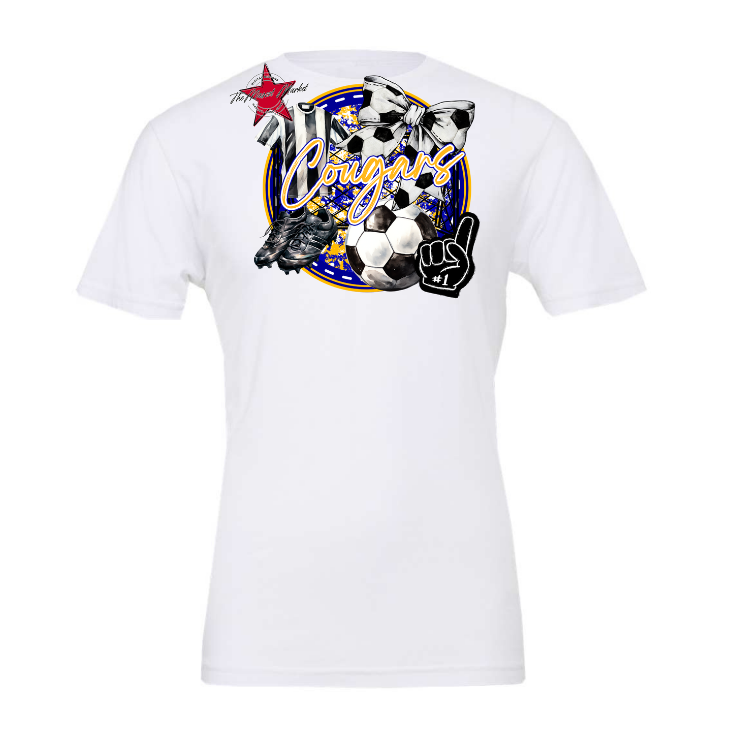 Cougars Circle Soccer Design-Blue-Yellow