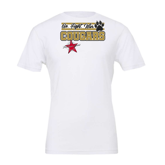 Cougars Go Fight Win Mascot Lines-Gold