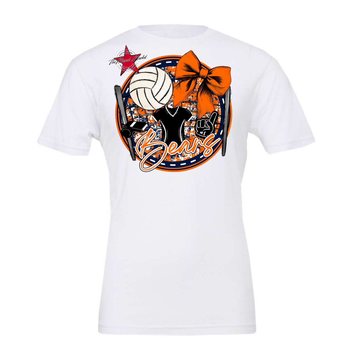 Bears Circle Volleyball Design-Navy-Orange