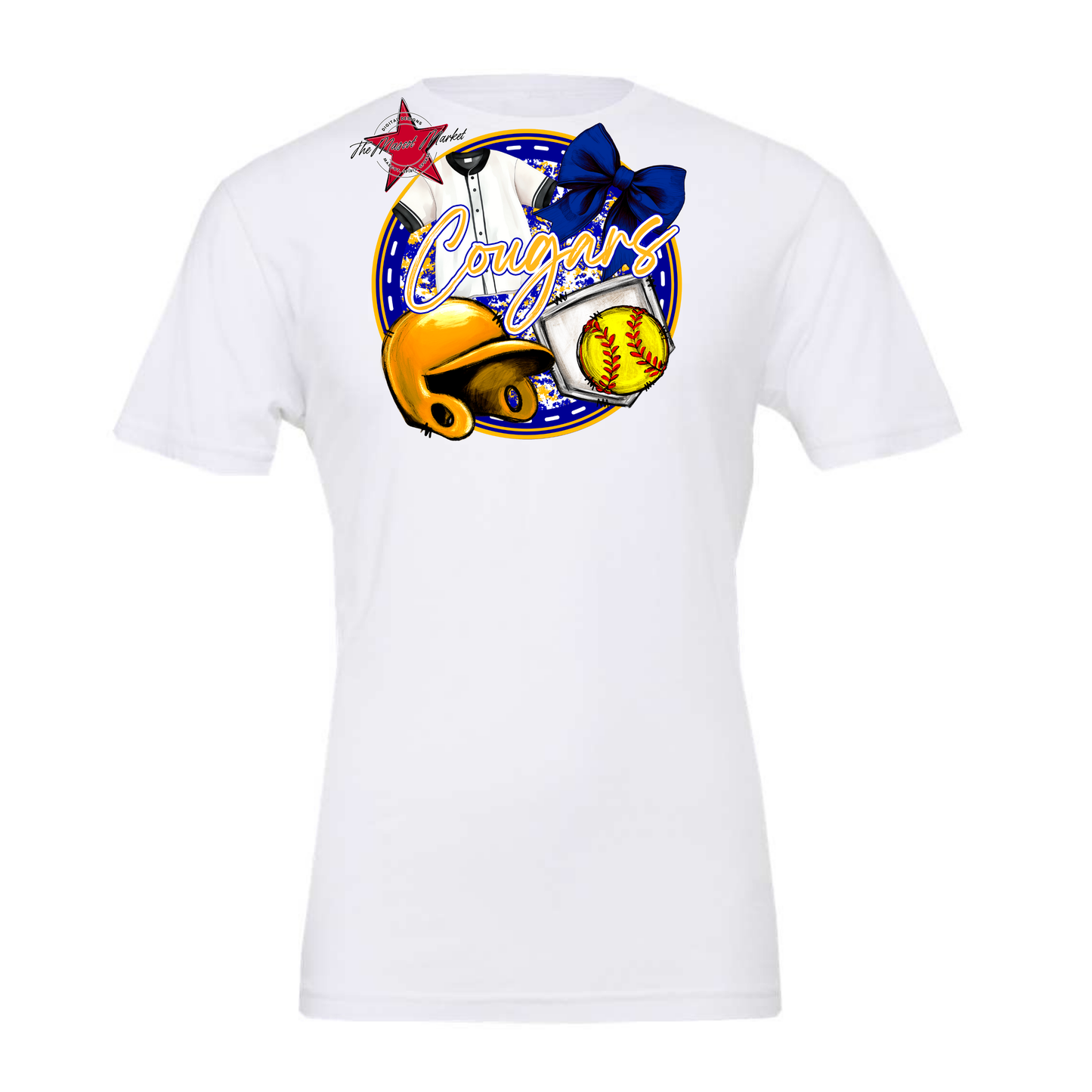 Cougars Circle Softball Design-Blue-Yellow