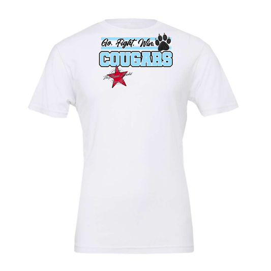 Cougars Go Fight Win Mascot Lines-Columbia Blue