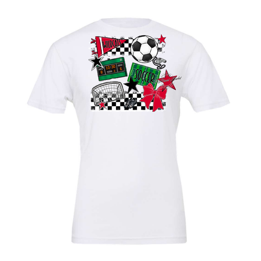 Wildcats Checkers Soccer Spirit Design-Red