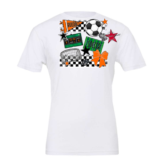 Bulldogs Checkers Soccer Spirit Design-Orange