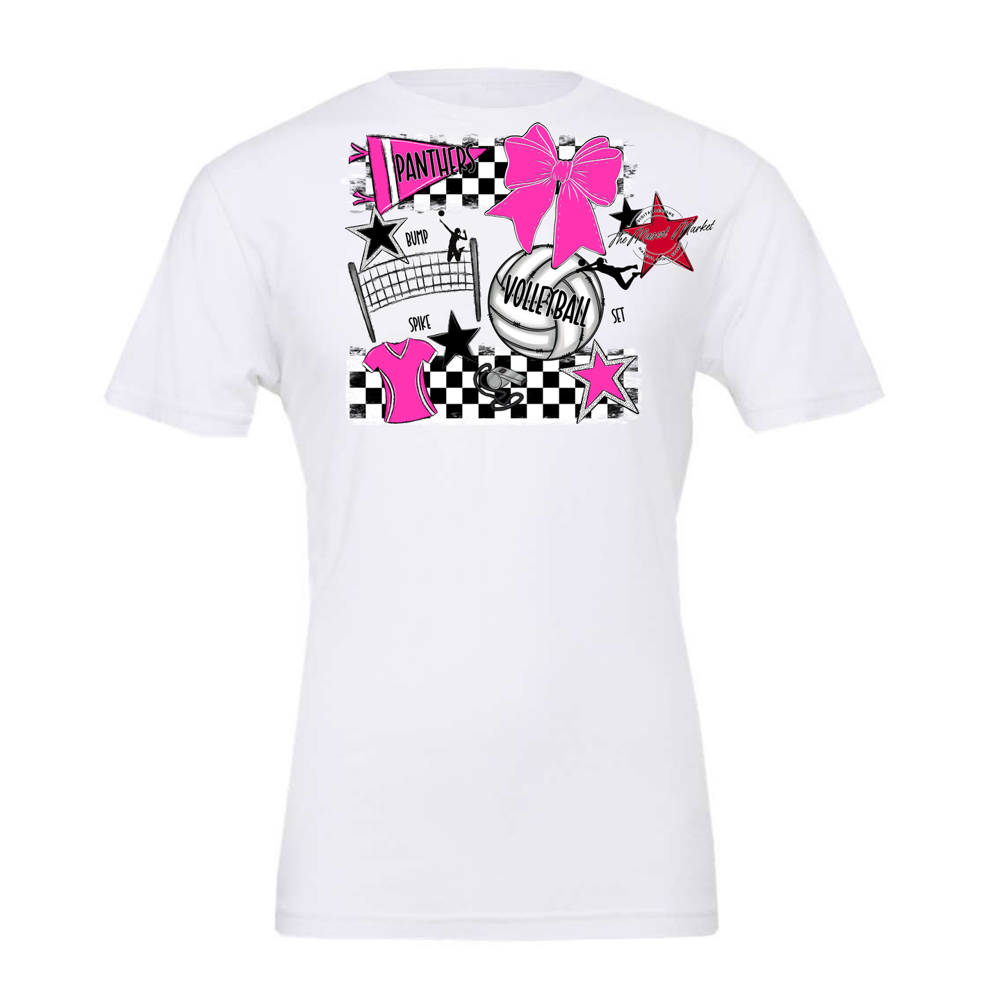 Panthers Checkers Volleyball Spirit Design-Pink