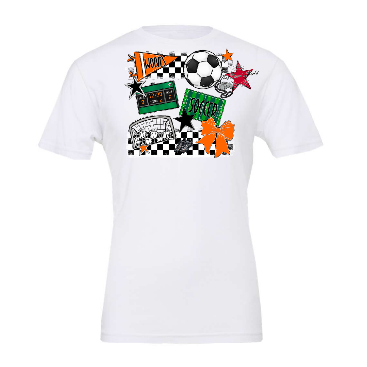Wolves Checkers Soccer Spirit Design-Orange