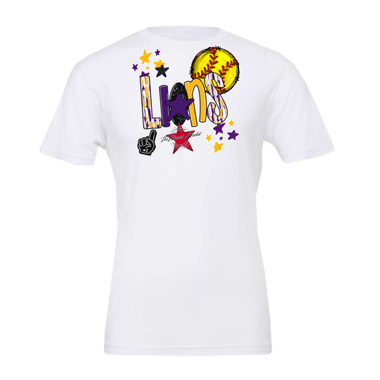 Lions Softball Scrape-Purple-Yellow