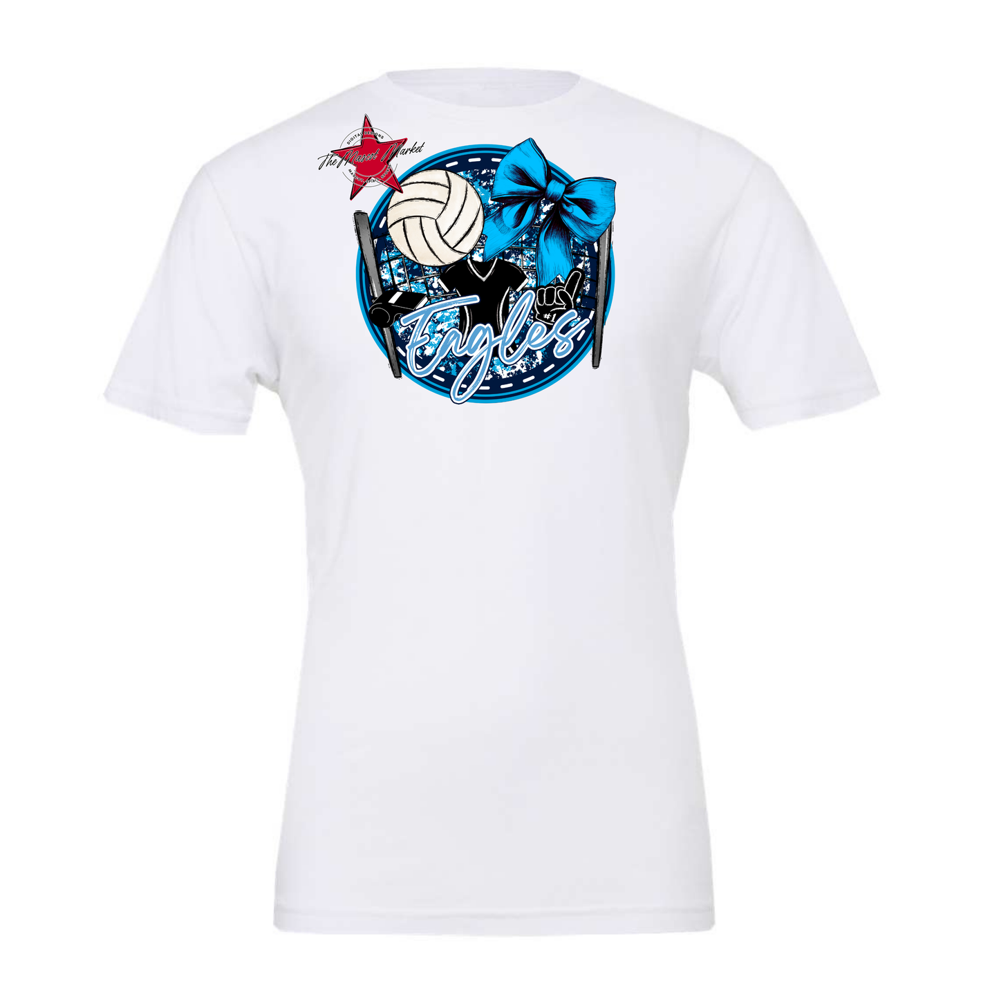 Eagles Circle Volleyball Design-Navy-Carolina Blue