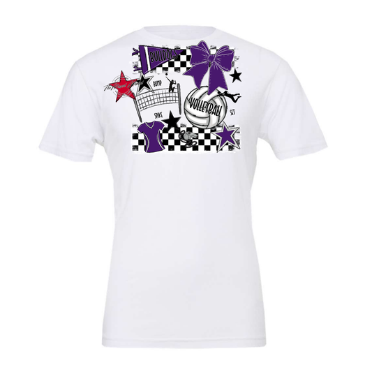 Bulldogs Checkers Volleyball Spirit Design-Purple