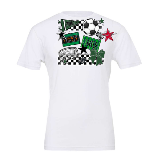 Bulldogs Checkers Soccer Spirit Design-Green
