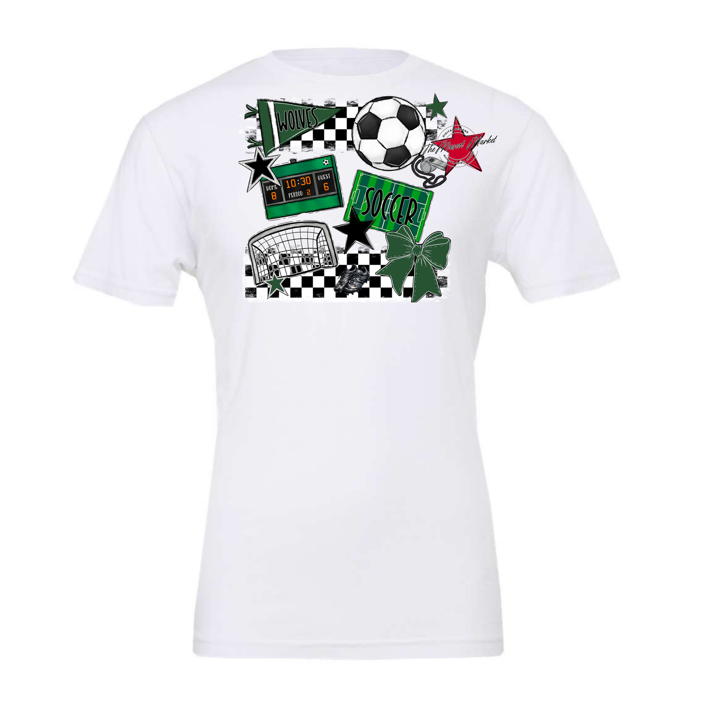 Wolves Checkers Soccer Spirit Design-Green