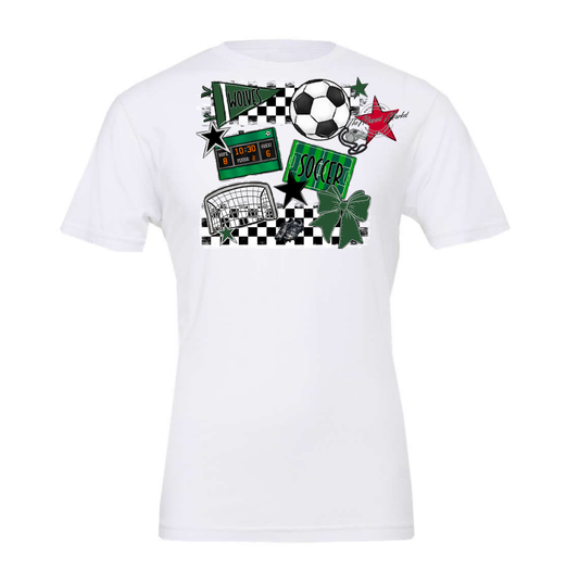 Wolves Checkers Soccer Spirit Design-Green