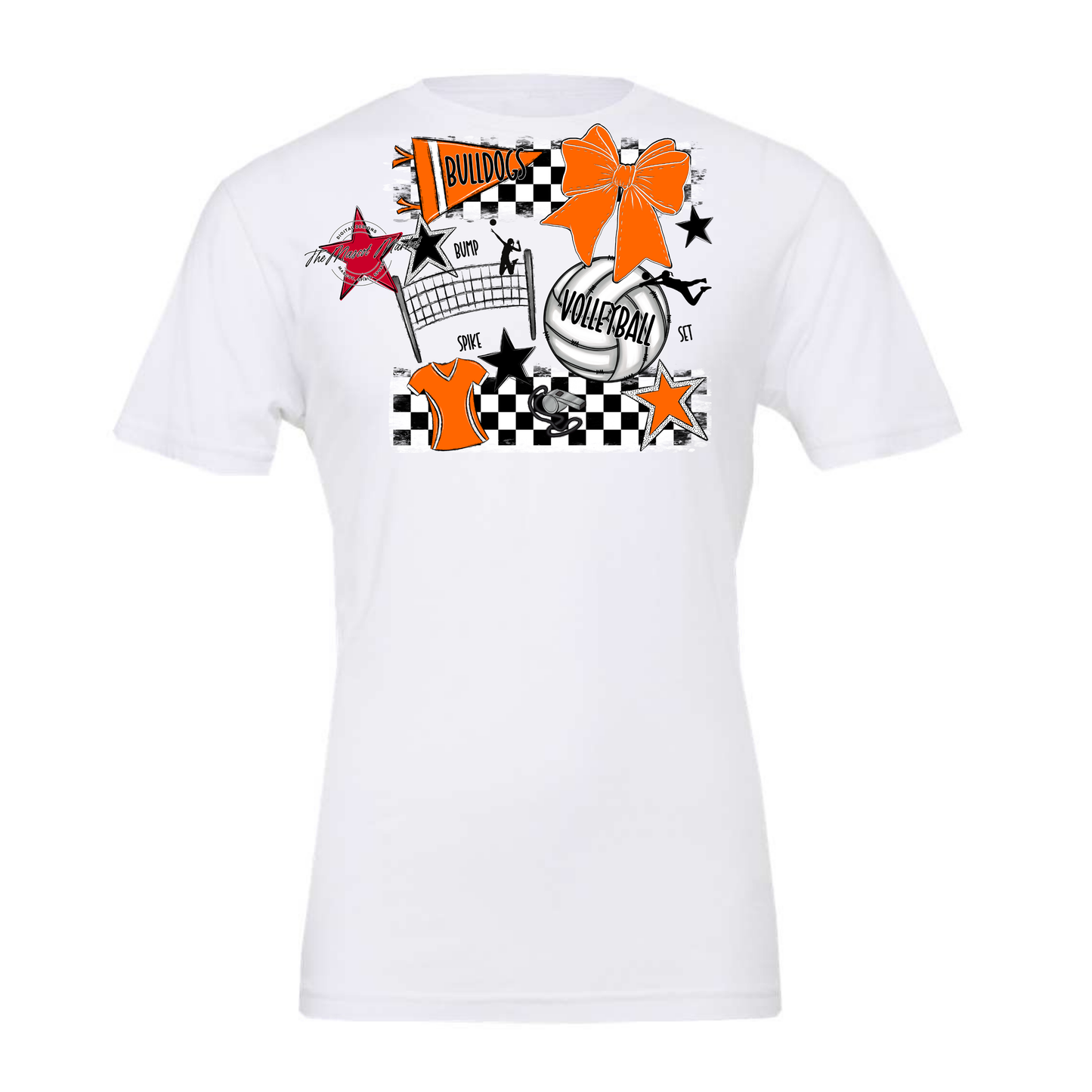 Bulldogs Checkers Volleyball Spirit Design-Orange