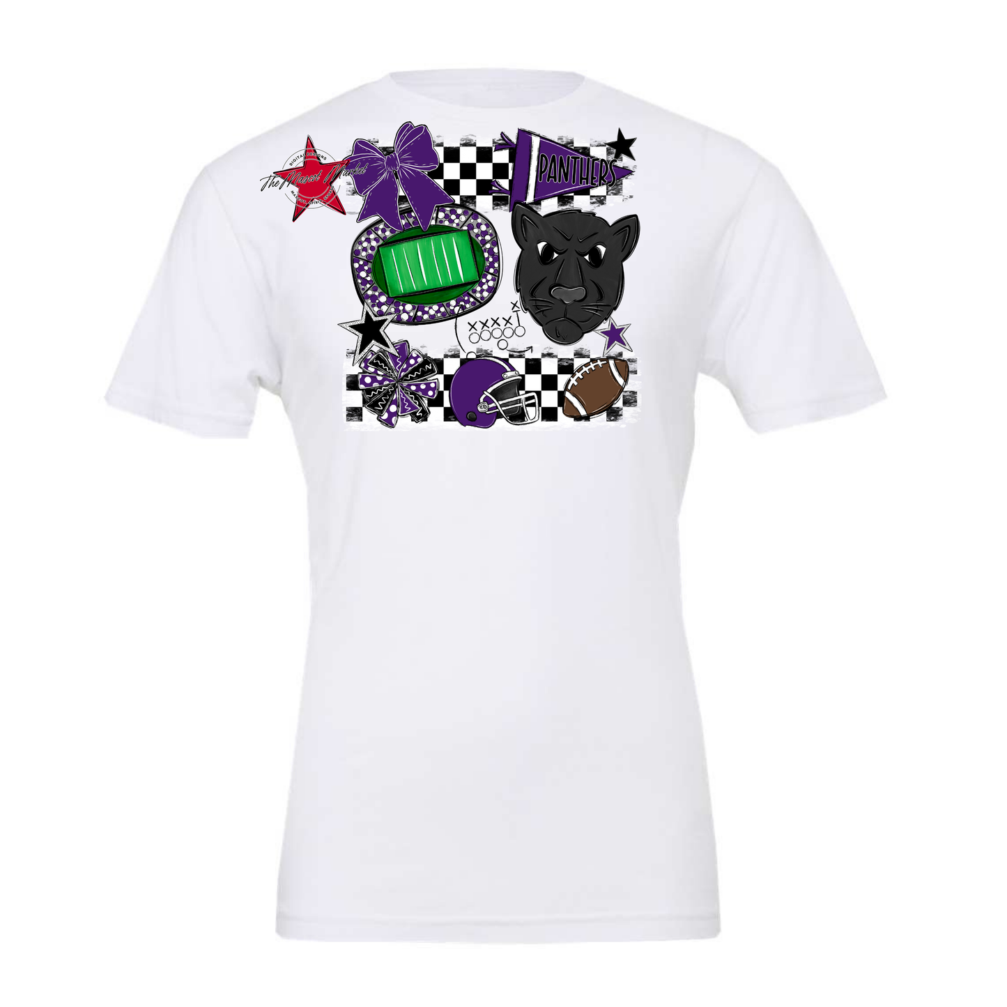 Panthers Checkers Mascot Spirit Design-Purple