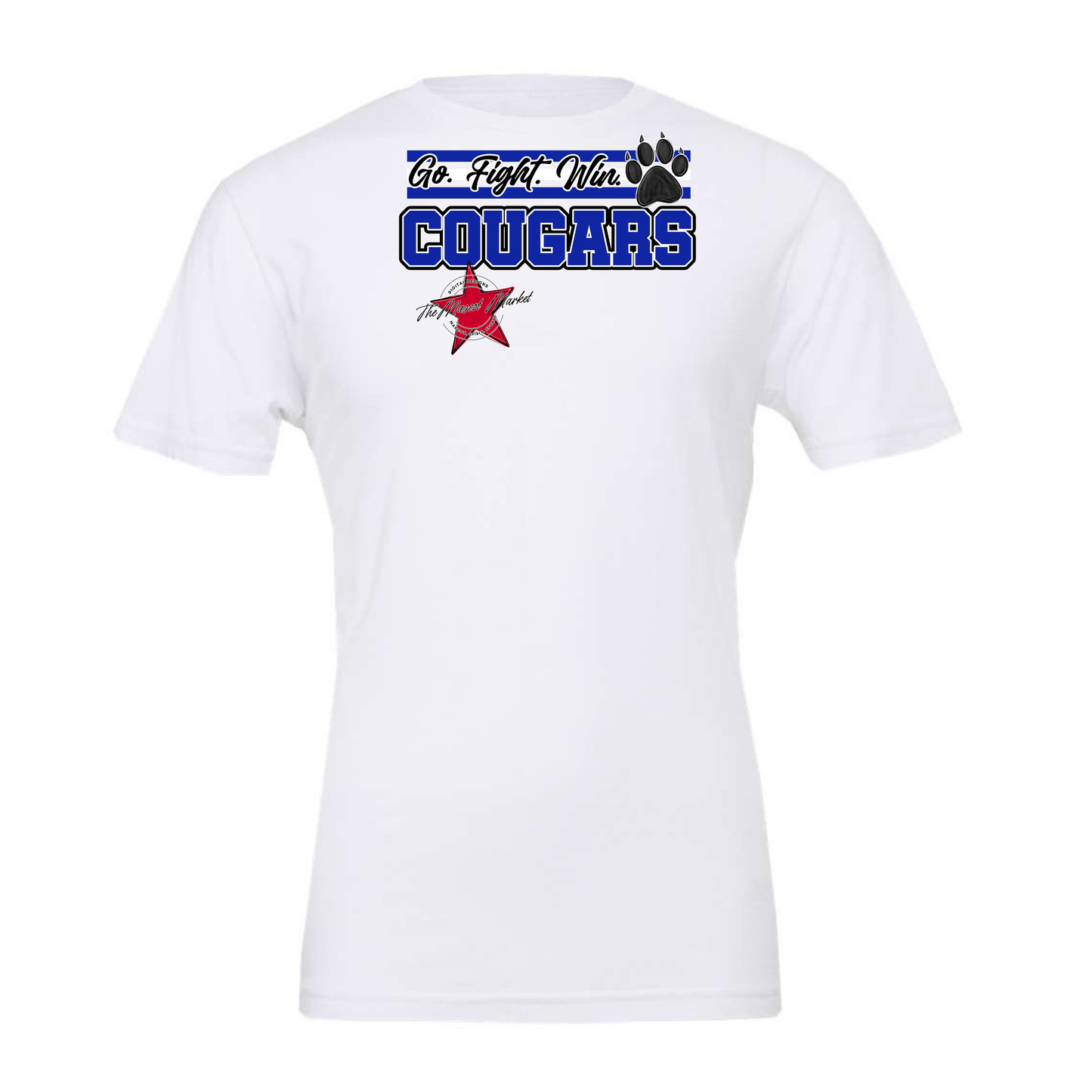 Cougars Go Fight Win Mascot Lines-Blue