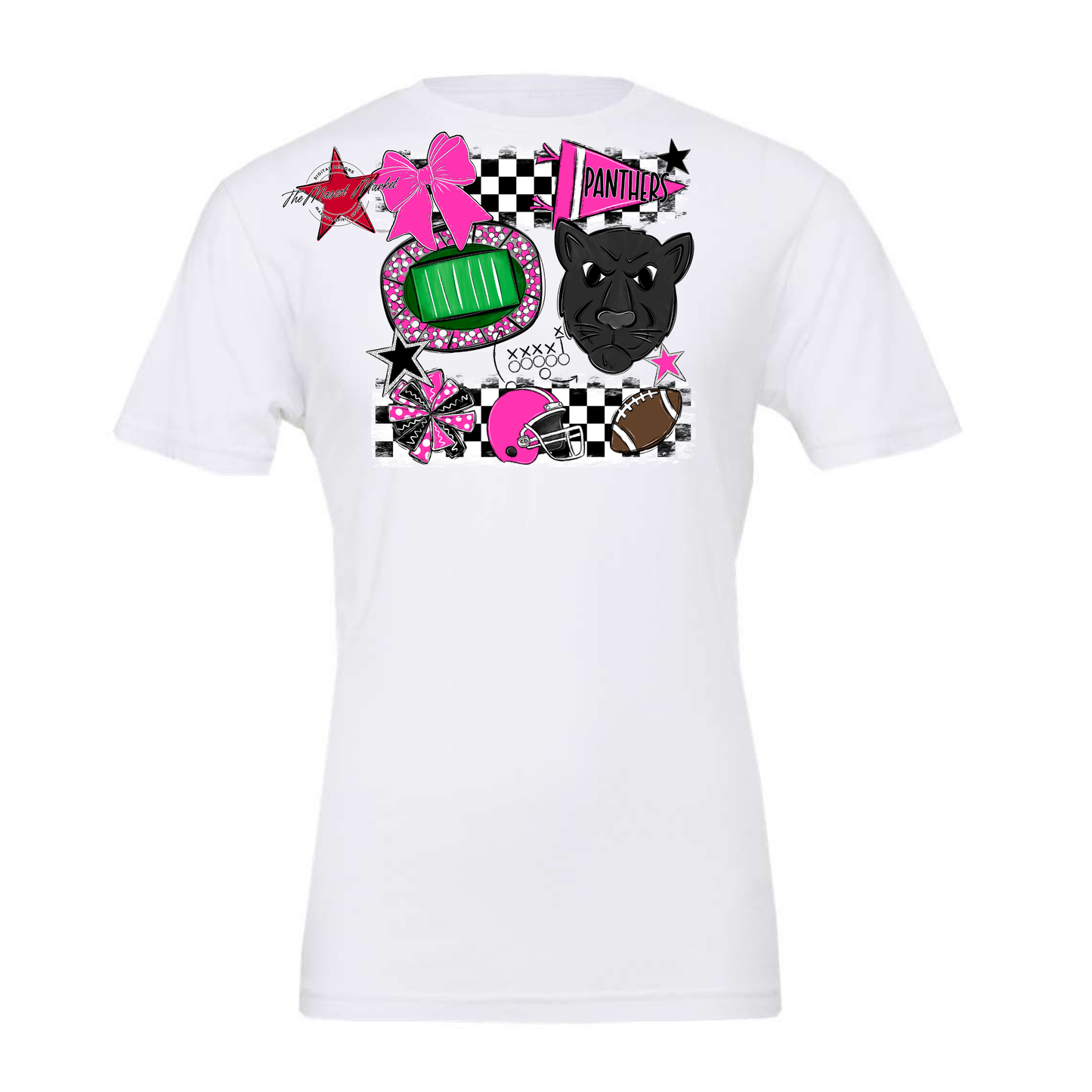 Panthers Checkers Mascot Spirit Design-Pink