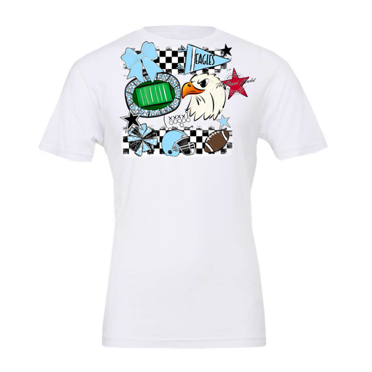 Eagles Checkers Mascot Spirit Design-Columbia Blue