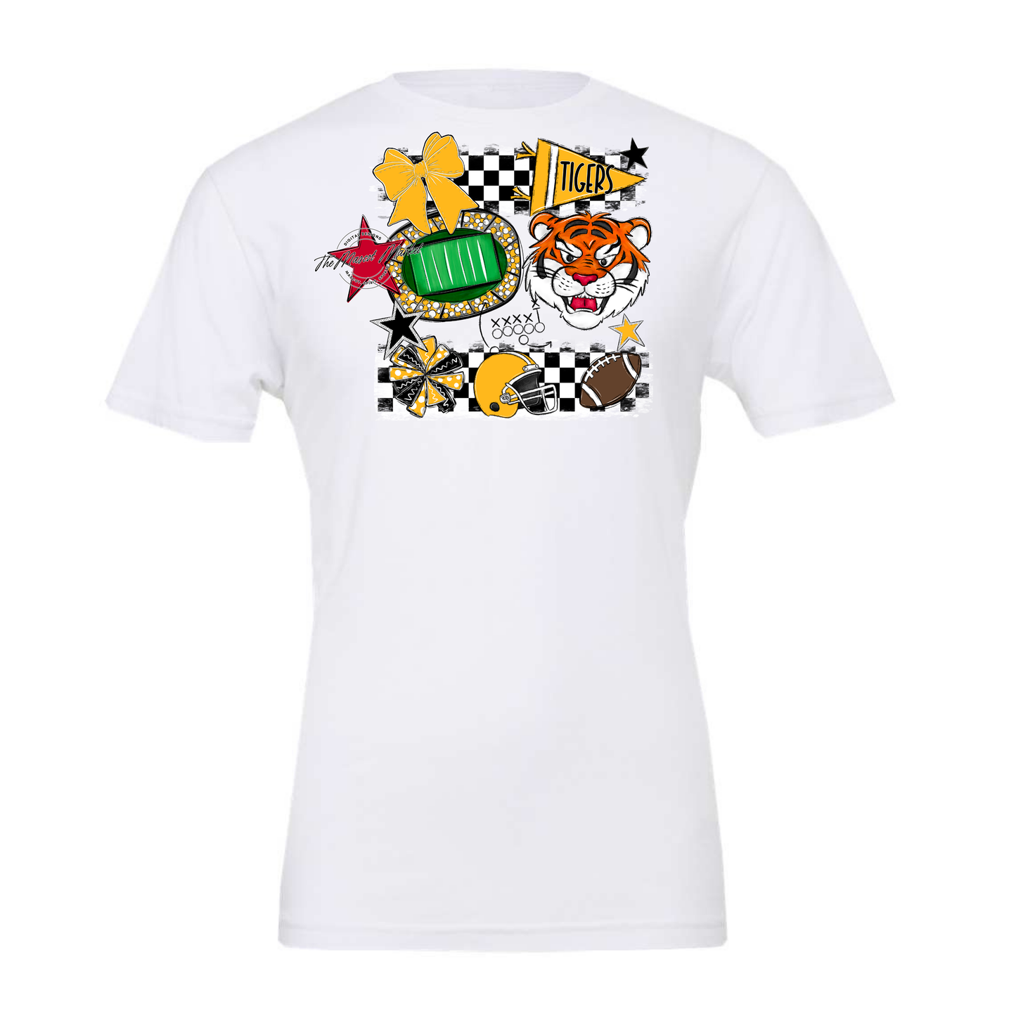 Tigers Checkers Mascot Spirit Design-Yellow