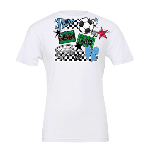 Bulldogs Checkers Soccer Spirit Design-Carolina Blue