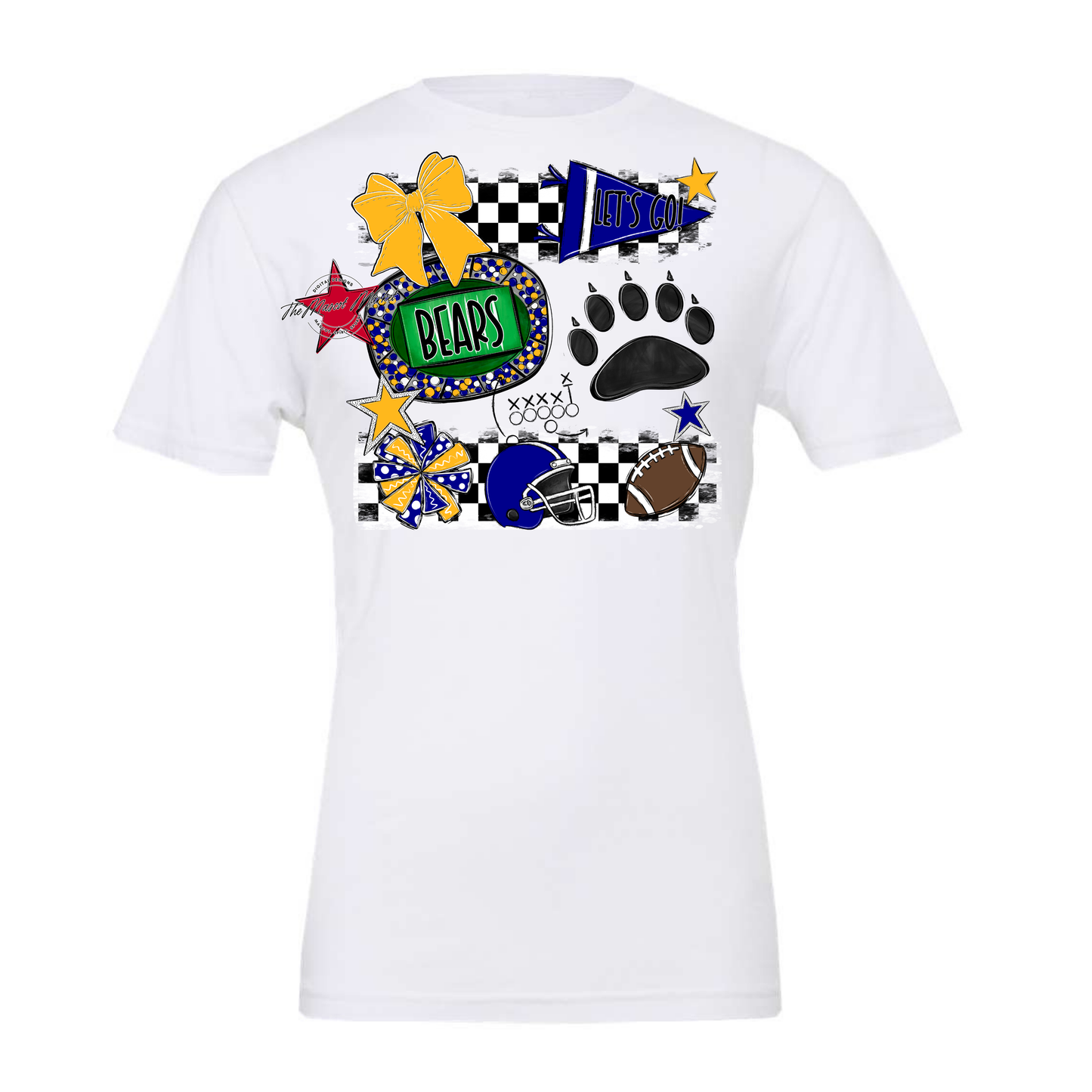 Bears Checker Spirit Design w Paw-Blue-Yellow