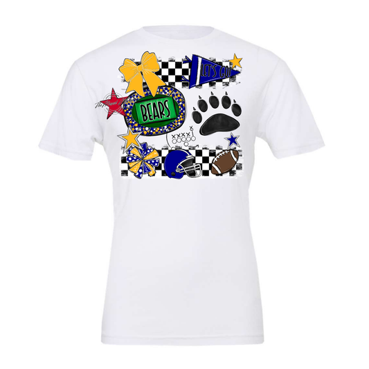 Bears Checker Spirit Design w Paw-Blue-Yellow