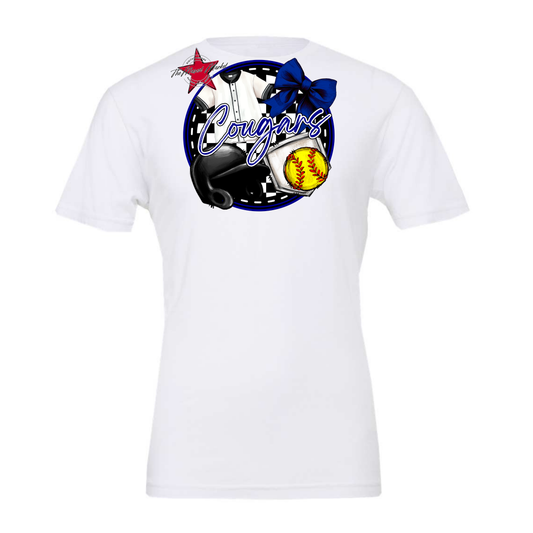 Cougars Circle Softball Design-Blue