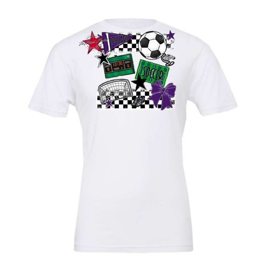 Cougars Checkers Soccer Spirit Design-Purple