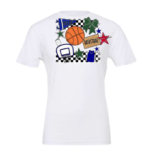 Cougars Checkers Basketball Spirit Design-Blue-Green