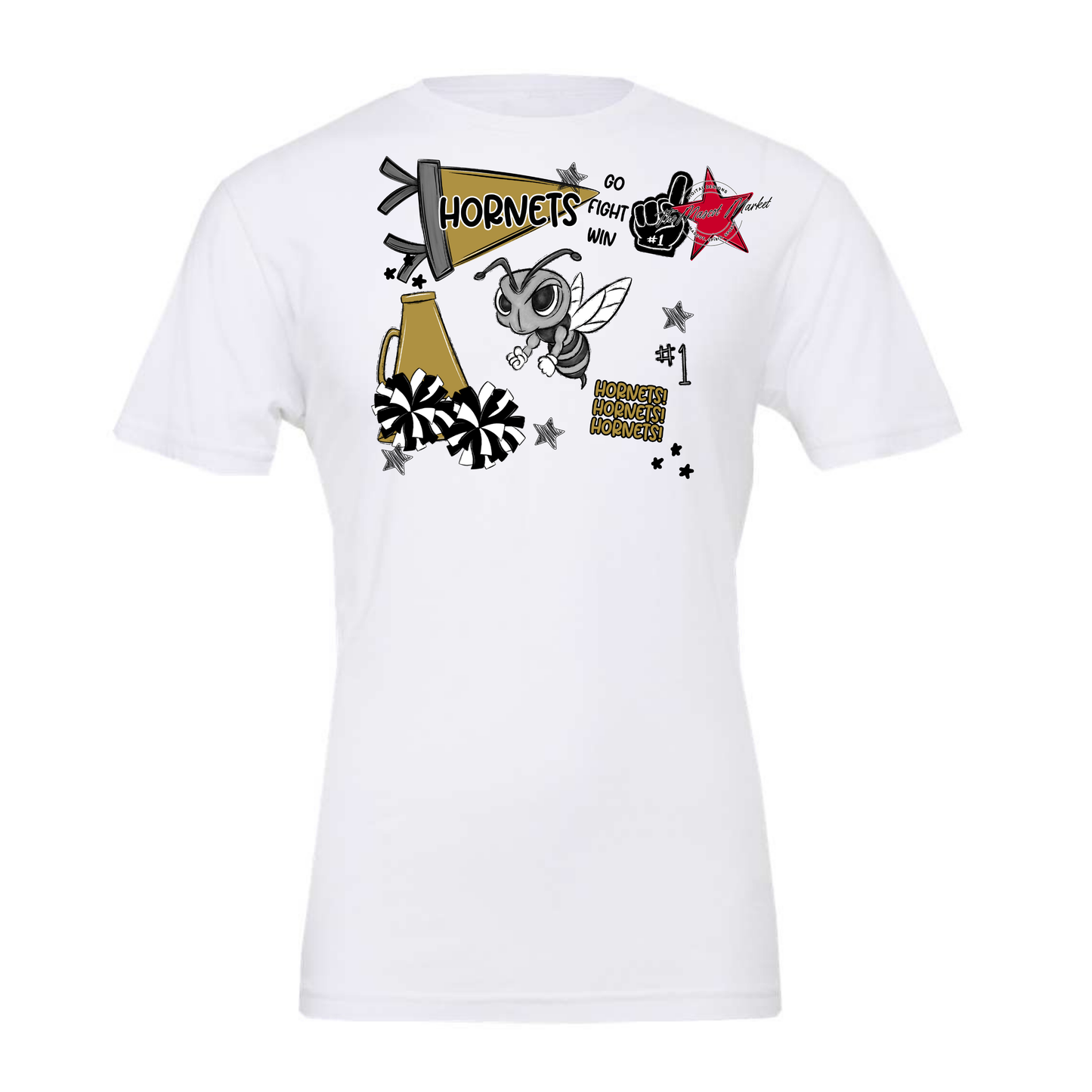 Hornets Mixed Mascot Spirit Design-Gold