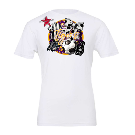 Tigers Circle Soccer Design-Purple-Yellow