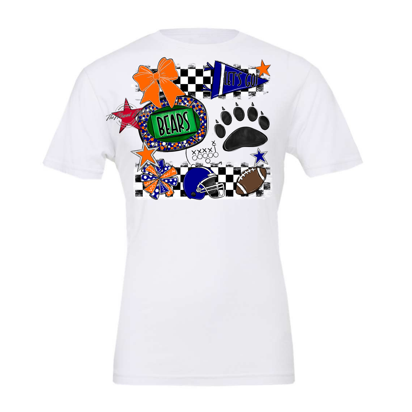 Bears Checker Spirit Design w Paw-Blue-Orange