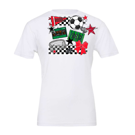 Bulldogs Checkers Soccer Spirit Design-Bright Red