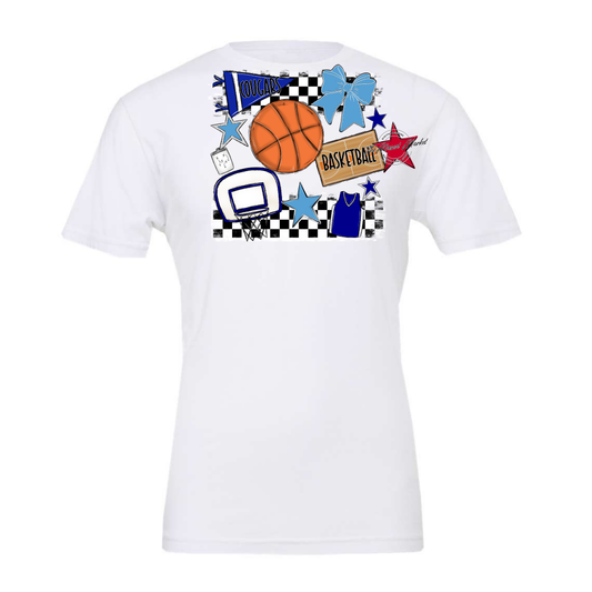 Cougars Checkers Basketball Spirit Design-Blue-Carolina Blue