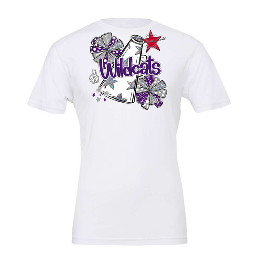 Wildcats Alpha Megaphone Design-Purple-Grey