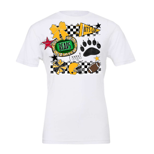 Bears Checker Spirit Design w Paw-Yellow