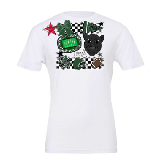 Panthers Checkers Mascot Spirit Design-Green